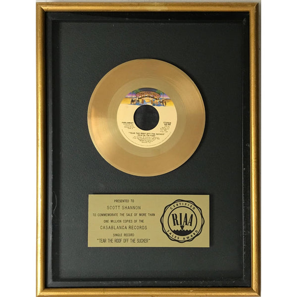 Parliament Tear The Roof Off The Sucker RIAA Gold 45 Award - Record Award