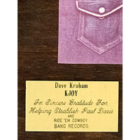 Paul Davis ’Ride ’Em Cowboy’ Bang Records Award - Record Award