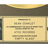 Pete Townshend Empty Glass RIAA Gold Album Award - Record Award