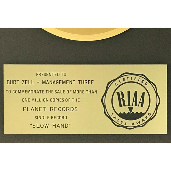 musicgoldmine.com - Pointer Sisters Slow Hand RIAA Gold Single 
