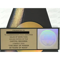 Poison Best Of: 20 Years Of Rock RIAA Gold Album Award - Record Award