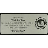 Prince Purple Rain RIAA Platinum Video Award - Record Award