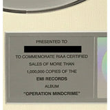 Queensrÿche Operation Mindcrime RIAA Platinum Album Award - Record Award