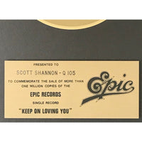 R.E.O. Speedwagon Keep On Lovin’ You Epic label 45 award - Record Award