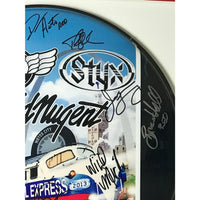 R.E.O. Speedwagon Styx Ted Nugent Signed Drumhead w/BAS LOA - Music Memorabilia