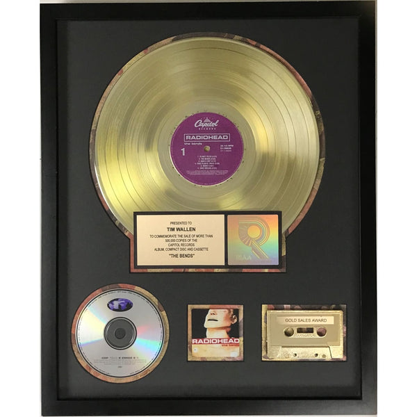 Radiohead The Bends RIAA Gold Album Award - Record Award