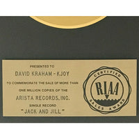 Raydio ’Jack And Jill’ RIAA Gold Single Award - Record Award