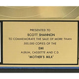 Red Hot Chili Peppers Mother’s Milk RIAA Gold Album Award - Record Award