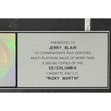 Ricky Martin debut RIAA 7x Multi-Platinum Album Award - Record Award