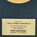 Rita Coolidge ’Higher And Higher’ A&M Records label award - Record Award