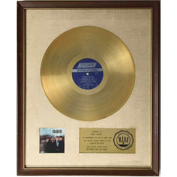 Rolling Stones Beggars Banquet RIAA Gold Album Award presented to Mick Jagger - RARE - Record Award