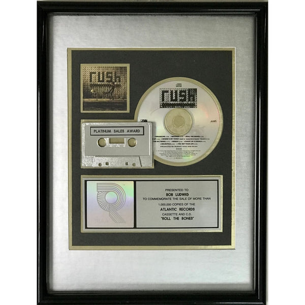 Rush Roll The Bones RIAA Platinum Album Award - Record Award
