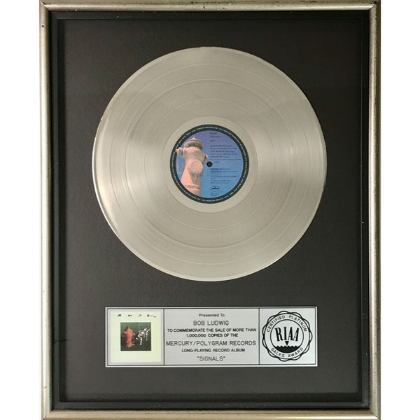 Rush Signals RIAA Platinum Album Award - Record Award