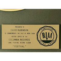 Santana Festival RIAA Gold LP Award - Record Award