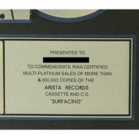 Sarah McLachlan Surfacing RIAA 6x Multi - Platinum Award - NEW sealed Record