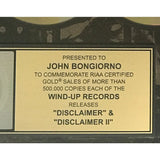 Seether Disclaimer & Disclaimer II RIAA Combo Gold Album Award - Record Award