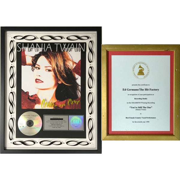Shania Twain Come On Over RIAA 8x Multi-Platinum Album Award + Grammy Win Certificate - Record Award