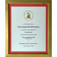 Shania Twain Come On Over RIAA 8x Multi-Platinum Album Award + Grammy Win Certificate - Record Award