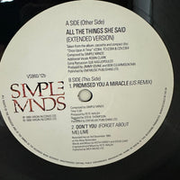 Simple Minds ’All The Things She Said’ Ext Version 12’’ Vinyl 1986 UK Import VS860/12 Media