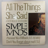 Simple Minds ’All The Things She Said’ Ext Version 12’’ Vinyl 1986 UK Import VS860/12 Media