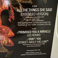 Simple Minds ’All The Things She Said’ Ext Version 12’’ Vinyl 1986 UK Import VS860/12 Media