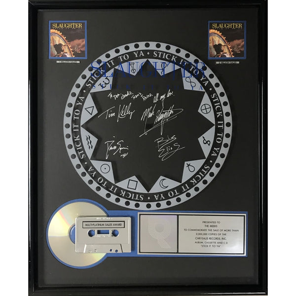 Slaughter Stick It To Ya RIAA 2x Multi-Platinum Award signed by band - Record Award