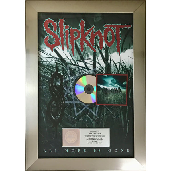 Slipknot All Hope Is Gone RIAA Platinum Album Award - Record Award