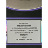 Stevie Wonder In Square Circle RIAA 2x Multi-Platinum Album Award presented to Stevie Wonder - RARE