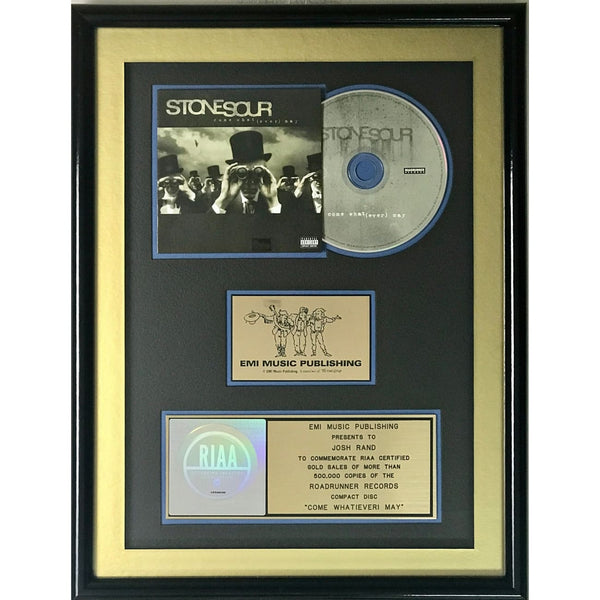 Stone Sour Come What(Ever) May RIAA Gold Album Award presented to guitarist - Record Award