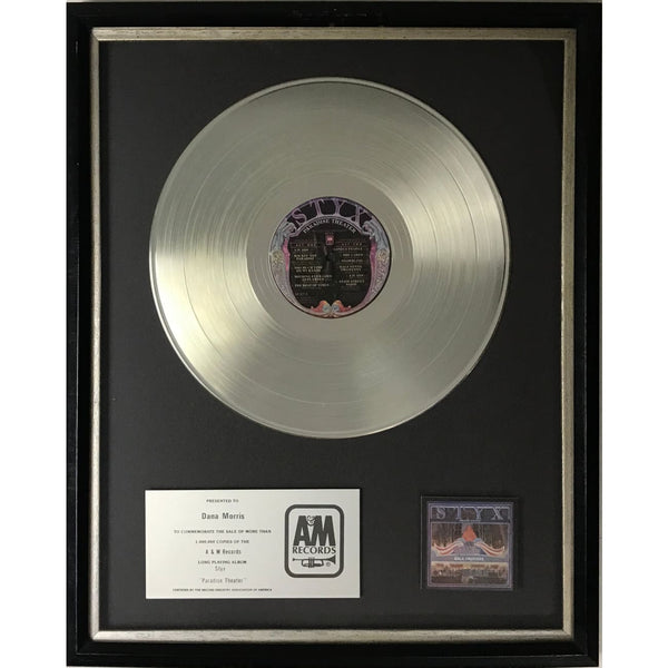 Styx Paradise Theater 1980s A&M Records award - Record Award