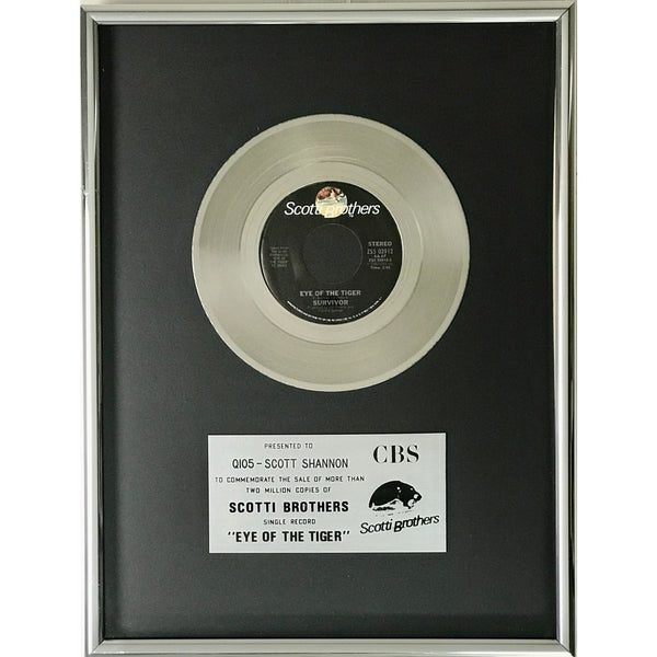 Survivor ’Eye Of The Tiger’ 1980s Scotti Bros Records Award - Record Award