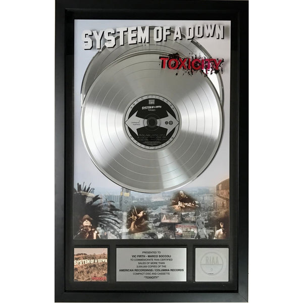 System Of A Down Toxicity RIAA 2x Multi-Platinum Album Award - Record Award