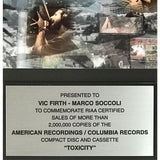 System Of A Down Toxicity RIAA 2x Multi-Platinum Album Award - Record Award