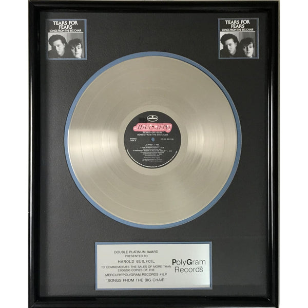 Tears For Fears Songs From The Big Chair ’80s Polygram Records 2M Sold Album Award - Record Award