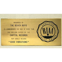 The Beach Boys ’Good Vibrations’ RIAA Gold 45 Award presented to The Beach Boys - RARE - Record Award