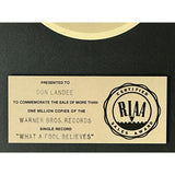 The Doobie Brothers ’What A Fool Believes’ RIAA Gold 45 Award - Record Award