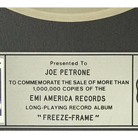 The J. Geils Band Freeze-Frame RIAA Platinum Album Award - Record Award