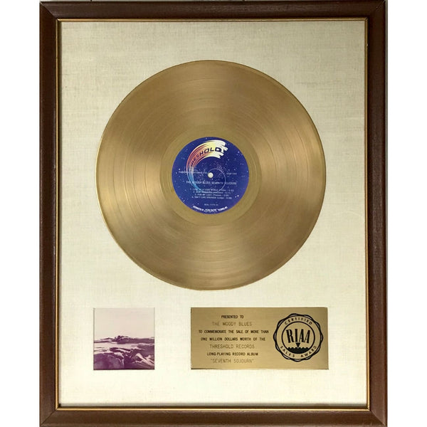 The Moody Blues Seventh Sojourn White Matte RIAA Gold LP Award presented to The Moody Blues - RARE - Record Award