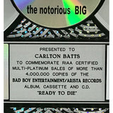 The Notorious B.I.G. Ready To Die RIAA 4x Multi Platinum Album Award Record Award