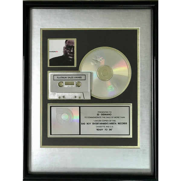 The Notorious B.I.G. Ready To Die RIAA Platinum Album Award - Record Award