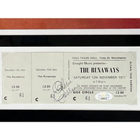 The Runaways 1977 Ticket Collage signed by Cherie Currie w/JSA COA - Music Memorabilia