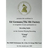 TLC ’Creep’ RIAA Platinum Single Award + Grammy Win Certificate - RARE - Record Award