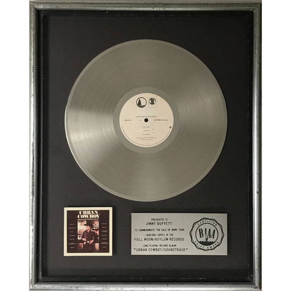 Urban Cowboy Soundtrack RIAA Platinum LP Award presented to Jimmy Buffett - RARE - Record Award