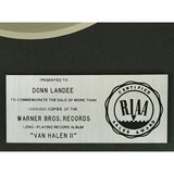 Van Halen II RIAA Platinum Album Award - Record Award