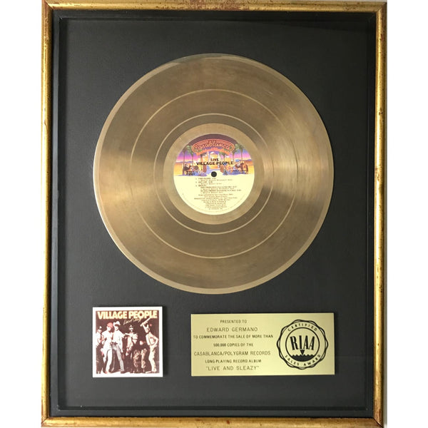 Village People Live And Sleazy RIAA Gold Album Award - Record Award