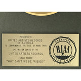 War ’Why Can’t We Be Friends?’ RIAA Gold Single Award - Record Award