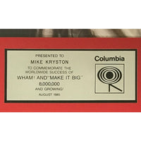 Wham! Make It Big 1985 Columbia Records Award - Record Award