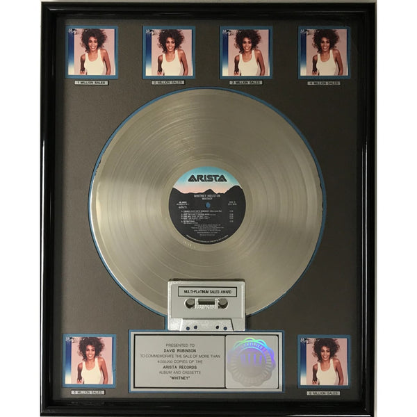 Whitney Houston 2nd album Whitney RIAA 6x Multi-Platinum Album Award - Record Award