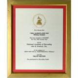 Whitney Houston ’I Will Always Love You’ 1993 Grammy Win Studio Plaque - RARE - Record Award