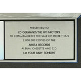 Whitney Houston I’m Your Baby Tonight RIAA 2x Multi-Platinum Album Award - Record Award